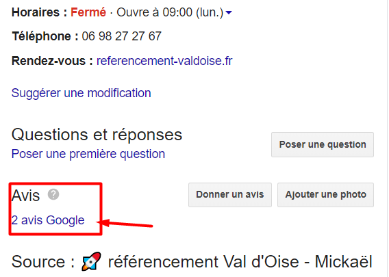 Avis Google My Business