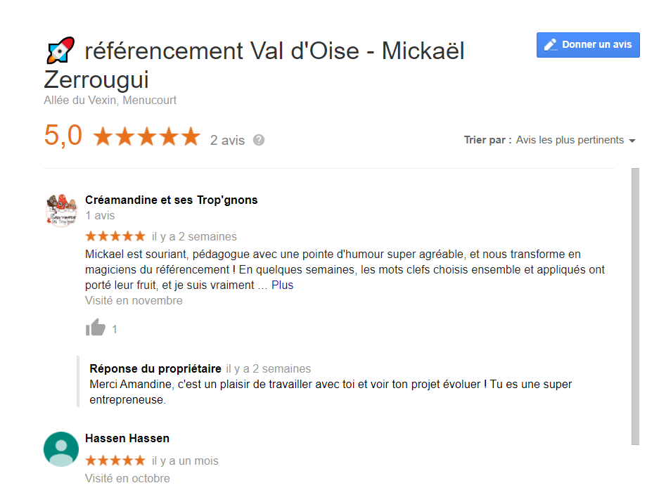 référencement Google My Business grâce aux avis