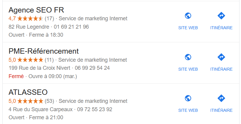 résultats Google My Business
